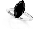 White gold Fancy Black Marquise Cut Diamond Solitaire Engagement Ring with Classic Band and Four-Prong Setting_49