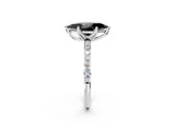 White gold Fancy Black Marquise Cut Diamond Solitaire Engagement Ring with Pavé Band and Prong Setting_2