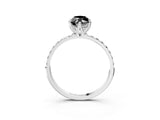 White gold Fancy Black Marquise Cut Diamond Solitaire Engagement Ring with Pavé Band and Prong Setting_3