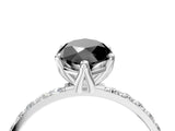 White gold Fancy Black Marquise Cut Diamond Solitaire Engagement Ring with Pavé Band and Prong Setting_4