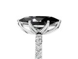White gold Fancy Black Marquise Cut Diamond Solitaire Engagement Ring with Pavé Band and Prong Setting_5