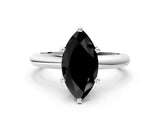 White gold Fancy Black Marquise Cut Diamond Solitaire Engagement Ring with Round Band and Four-Prong Setting_108
