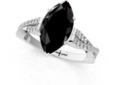 White gold Fancy Black Marquise Cut Diamond Solitaire Engagement Ring with Twisted Pavé Band and Four-Prong Setting_73