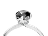 White gold Fancy Black Marquise Cut Diamond Solitaire Ring with Classic Band and Four-Prong Setting_4