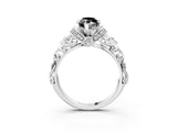 White gold Fancy Black Marquise Cut Diamond Solitaire Ring with Filigree Band and Four-Prong Setting_15