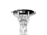 White gold Fancy Black Marquise Cut Diamond Solitaire Ring with Filigree Band and Four-Prong Setting_17