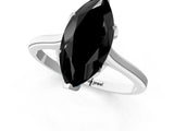 White gold Fancy Black Marquise Cut Diamond Solitaire Ring with Flower Prong Setting and Classic Band_25