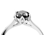 White gold Fancy Black Marquise Cut Diamond Solitaire Ring with Flower Prong Setting and Classic Band_40