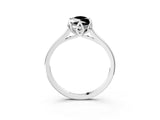 White gold Fancy Black Marquise Cut Diamond Solitaire Ring with Flower Prong Setting and Classic Band_81