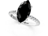 White gold Fancy Black Marquise Cut Diamond Solitaire Ring with Four-Prong Setting and Pavé Band_4