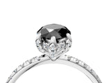 White gold Fancy Black Marquise Cut Diamond Solitaire Ring with Four-Prong Setting and Pavé Band_7