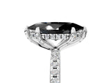 White gold Fancy Black Marquise Cut Diamond Solitaire Ring with Four-Prong Setting and Pavé Band_8
