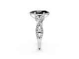 White gold Fancy Black Marquise Cut Diamond Solitaire Ring with Four-Prong Setting and Twisted Pavé Band_2