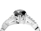 White gold Fancy Black Marquise Cut Diamond Solitaire Ring with Four-Prong Setting and Twisted Pavé Band_4