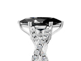 White gold Fancy Black Marquise Cut Diamond Solitaire Ring with Four-Prong Setting and Twisted Pavé Band_5