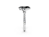 White gold Fancy Black Marquise Cut Diamond Solitaire Ring with Pavé Accents and Four-Prong Setting_2