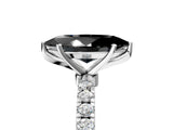 White gold Fancy Black Marquise Cut Diamond Solitaire Ring with Pavé Accents and Four-Prong Setting_5