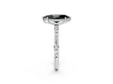 White gold Fancy Black Marquise Cut Diamond Solitaire Ring with Pavé Band and Hidden Halo_26