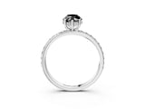 White gold Fancy Black Marquise Cut Diamond Solitaire Ring with Pavé Band and Hidden Halo_27