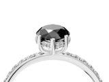 White gold Fancy Black Marquise Cut Diamond Solitaire Ring with Pavé Band and Hidden Halo_28