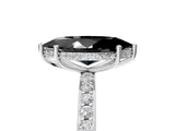 White gold Fancy Black Marquise Cut Diamond Solitaire Ring with Pavé Band and Hidden Halo_29