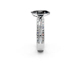 White gold Fancy Black Marquise Cut Diamond Solitaire Ring with Pavé and Channel Set Band_2