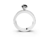 White gold Fancy Black Marquise Cut Diamond Solitaire Ring with Pavé and Channel Set Band_3