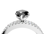 White gold Fancy Black Marquise Cut Diamond Solitaire Ring with Pavé and Channel Set Band_4
