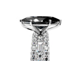 White gold Fancy Black Marquise Cut Diamond Solitaire Ring with Pavé and Channel Set Band_5