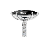 White gold Fancy Black Marquise Cut Diamond Solitaire Ring with Pave Band and Four Prong Setting_29