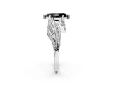 White gold Fancy Black Marquise Cut Diamond Solitaire Ring with Prong Setting and Twisted Pavé Band_14