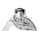 White gold Fancy Black Marquise Cut Diamond Solitaire Ring with Prong Setting and Twisted Pavé Band_16
