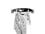 White gold Fancy Black Marquise Cut Diamond Solitaire Ring with Prong Setting and Twisted Pavé Band_17