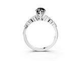 White gold Fancy Black Marquise Cut Diamond Solitaire Ring with Side Stones and Four-Prong Setting_75