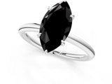 White gold Fancy Black Marquise Cut Diamond Solitaire Ring with Thin Band and Four-Prong Setting_1