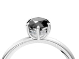 White gold Fancy Black Marquise Cut Diamond Solitaire Ring with Thin Band and Four-Prong Setting_4