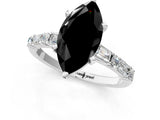 White gold Fancy Black Marquise Cut Diamond Solitaire with Side Baguettes and Channel Set Band_1