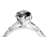 White gold Fancy Black Marquise Cut Diamond Solitaire with Side Baguettes and Channel Set Band_4