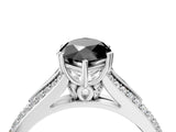 White gold Fancy Black Marquise Cut Diamond Split Shank Engagement Ring with Pavé Band_4