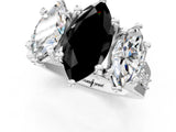 White gold Fancy Black Marquise Cut Diamond Three-Stone Ring with Channel Set Band and Four-Prong Setting_25