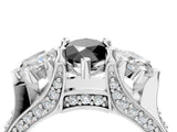 White gold Fancy Black Marquise Cut Diamond Three-Stone Ring with Channel Set Band and Four-Prong Setting_28