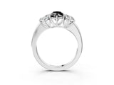 White gold Fancy Black Marquise Cut Diamond Three-Stone Ring with Four-Prong Setting and Classic Band_3