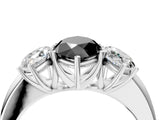 White gold Fancy Black Marquise Cut Diamond Three-Stone Ring with Four-Prong Setting and Classic Band_4
