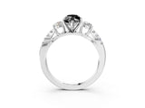 White gold Fancy Black Marquise Cut Diamond Three-Stone Ring with Pavé Split Shank and Four-Prong Setting_3