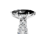 White gold Fancy Black Marquise Cut Diamond Three-Stone Ring with Pavé Split Shank and Four-Prong Setting_5