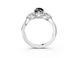 White gold Fancy Black Marquise Cut Diamond Three-Stone Ring with Pear  Side Stones and Prong Setting_75