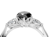 White gold Fancy Black Marquise Cut Diamond Three-Stone Ring with Pear  Side Stones and Prong Setting_76