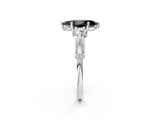 White gold Fancy Black Marquise Cut Diamond Three-Stone Ring with Prong Setting and Pavé Band_2