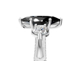 White gold Fancy Black Marquise Cut Diamond Three-Stone Ring with Prong Setting and Pavé Band_5