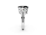 White gold Fancy Black Marquise Cut Diamond Three-Stone Ring with Prong Setting and Textured Band_14